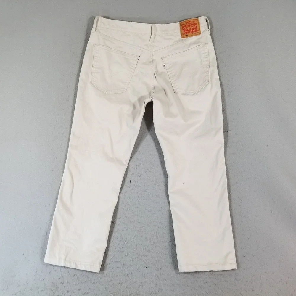 Levis 541 Jeans Mens 36x27 Beige Athletic Fit Stretch Denim Pants Casual 13B1